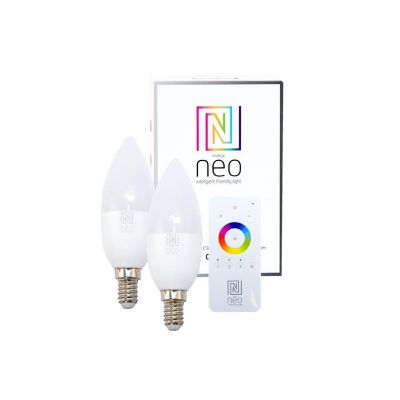 Múdra WiFi žiarovka LED E14 5W biela teplá IMMAX NEO 07002BD 2ks + diaľkový ovládač