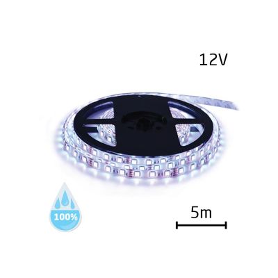 LED pásik 12V 3528 60LED/m IP68 max. 4.8W/m studena biela (cievka 5m) vodovzdorný